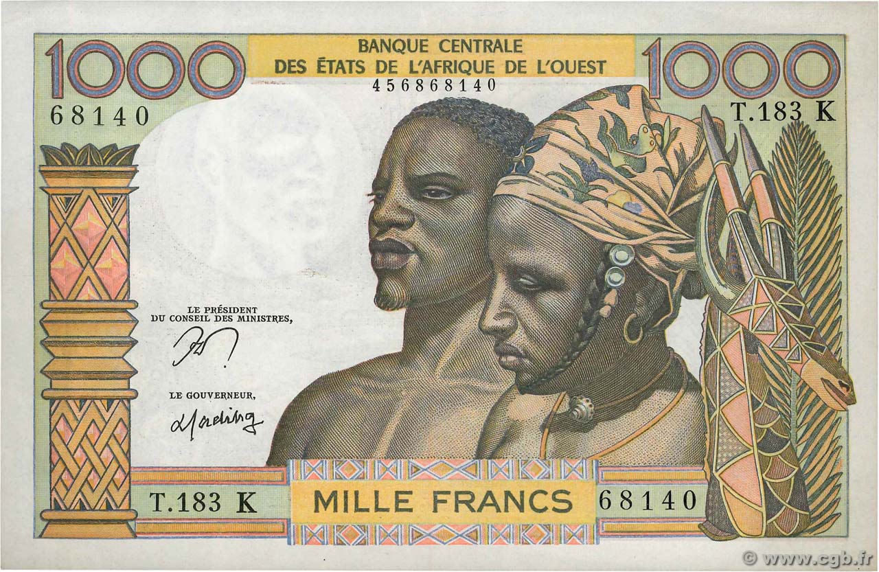1000 Francs WEST AFRIKANISCHE STAATEN  1978 P.703Kn fST+