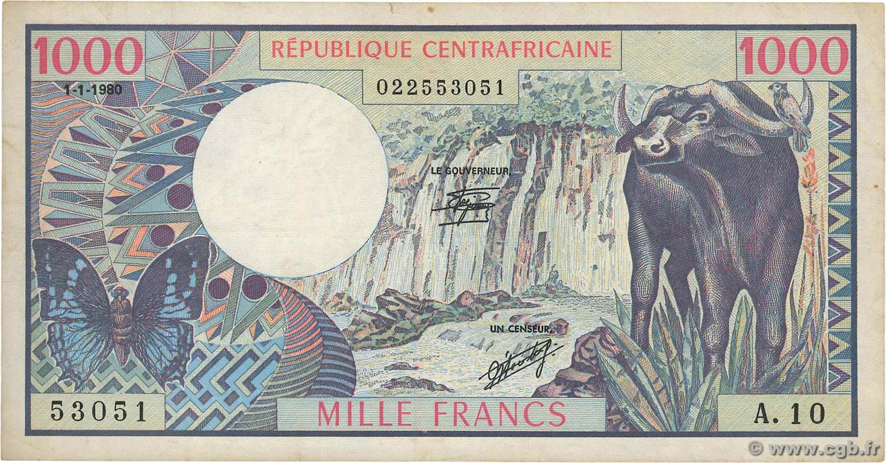 1000 Francs CENTRAL AFRICAN REPUBLIC  1980 P.10 VF-