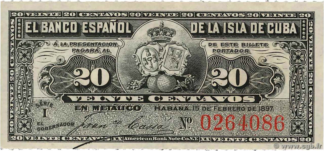 20 Centavos CUBA  1897 P.053a NEUF