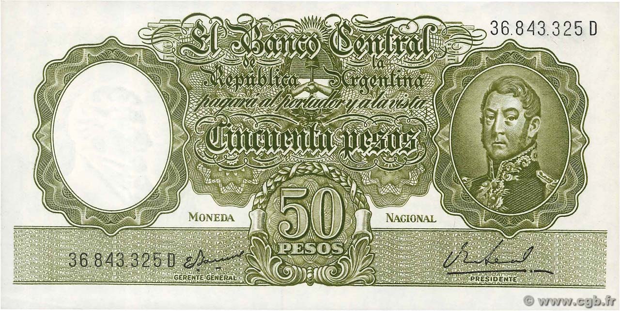 50 Pesos ARGENTINA  1968 P.276 SC