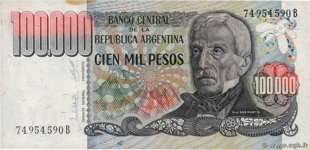 100000 Pesos ARGENTINA  1976 P.308b AU-
