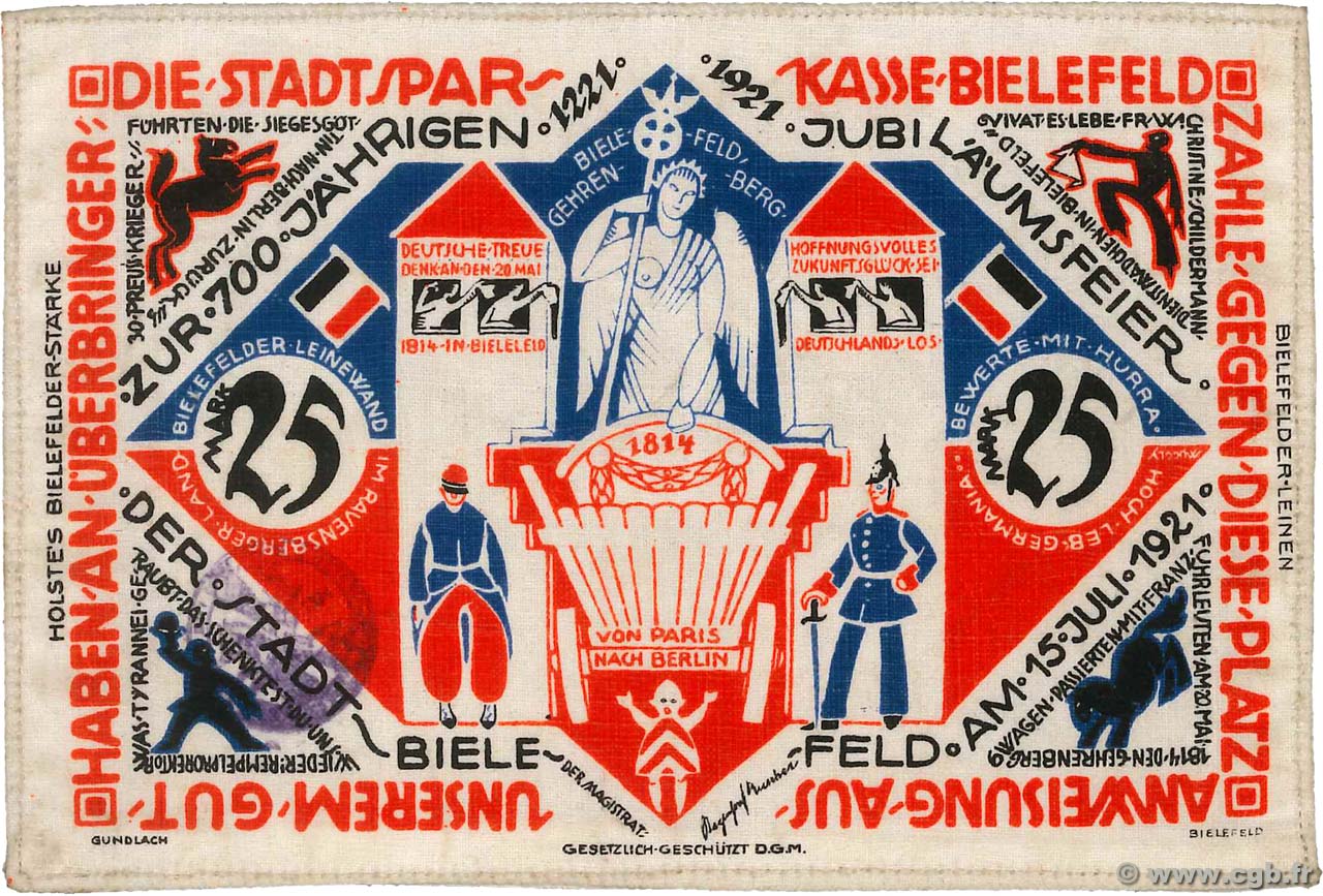 25 Mark GERMANIA Bielefeld 1921  AU