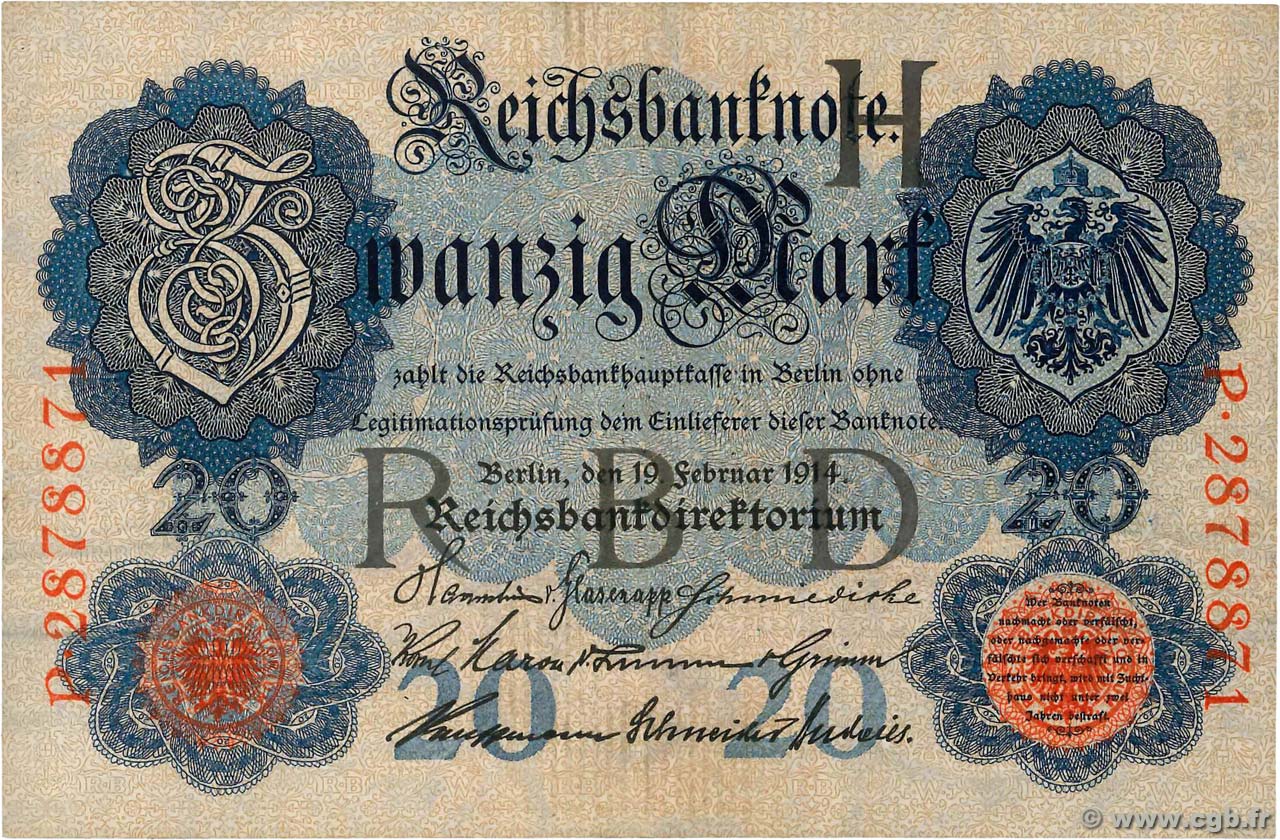20 Mark ALLEMAGNE  1914 P.046b TTB+