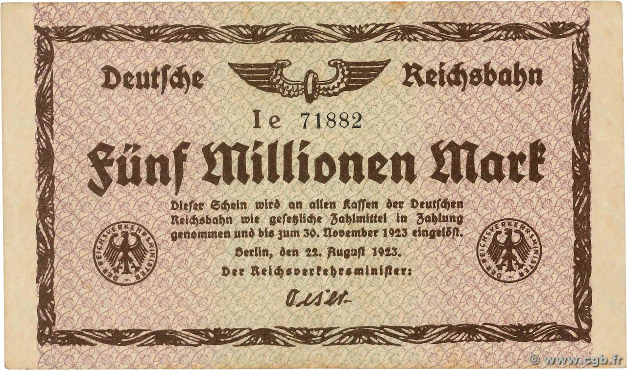 5 Millionen Mark ALLEMAGNE Berlin 1923 PS.1013c SUP