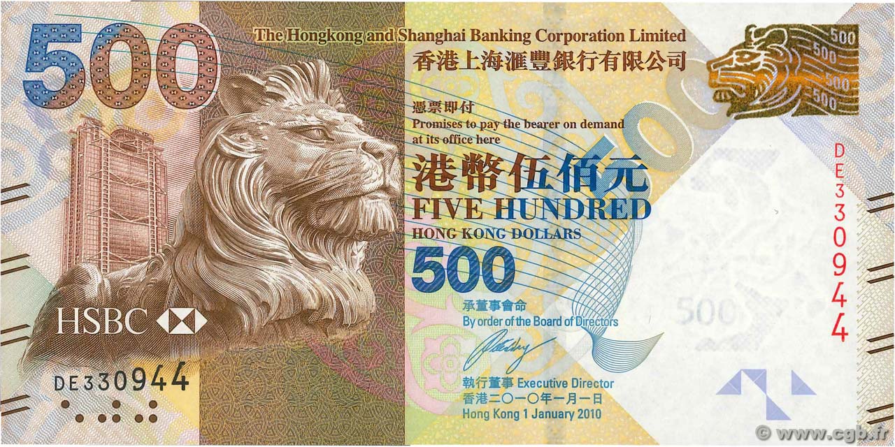 500 Dollars HONG KONG  2010 P.215a pr.NEUF