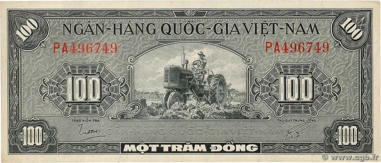 100 Dong VIET NAM SUD  1955 P.08a TTB