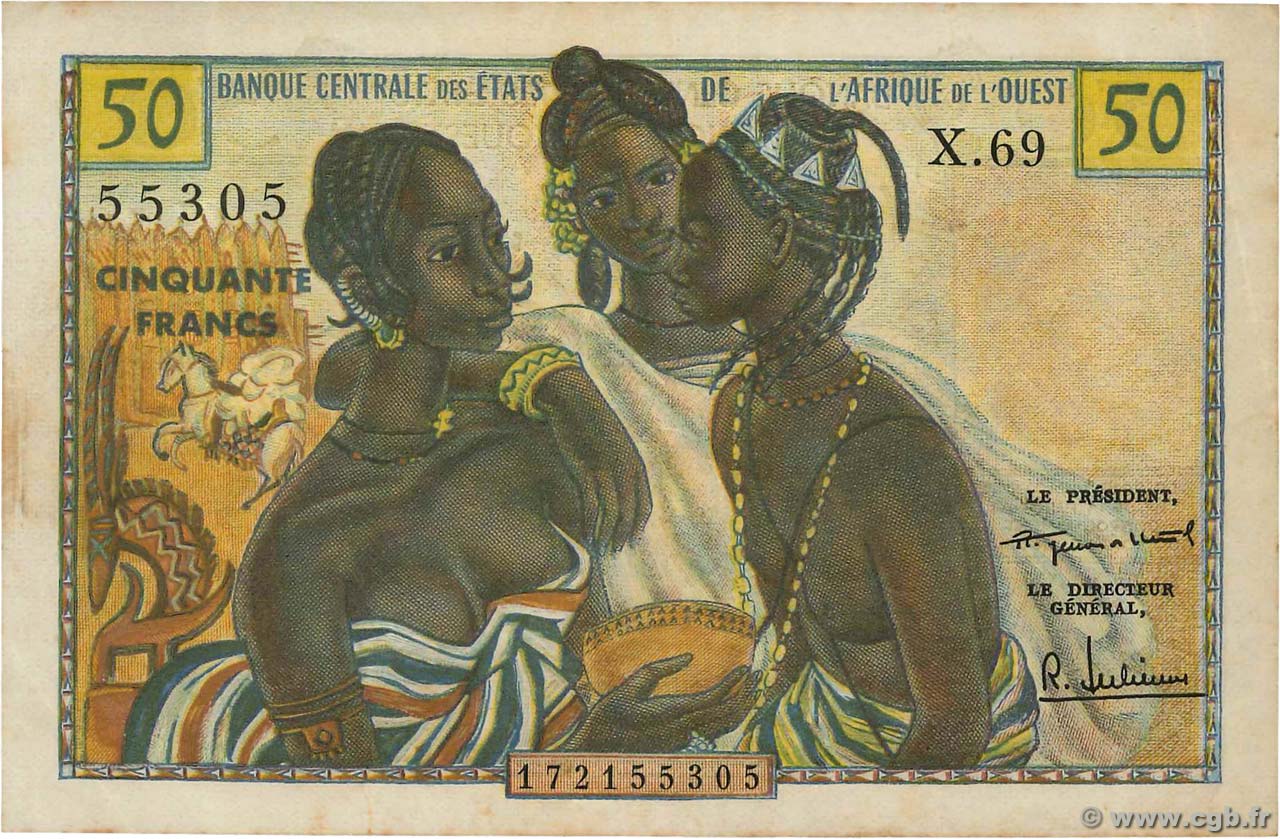 50 Francs ÉTATS DE L AFRIQUE DE L OUEST  1958 P.001 TTB