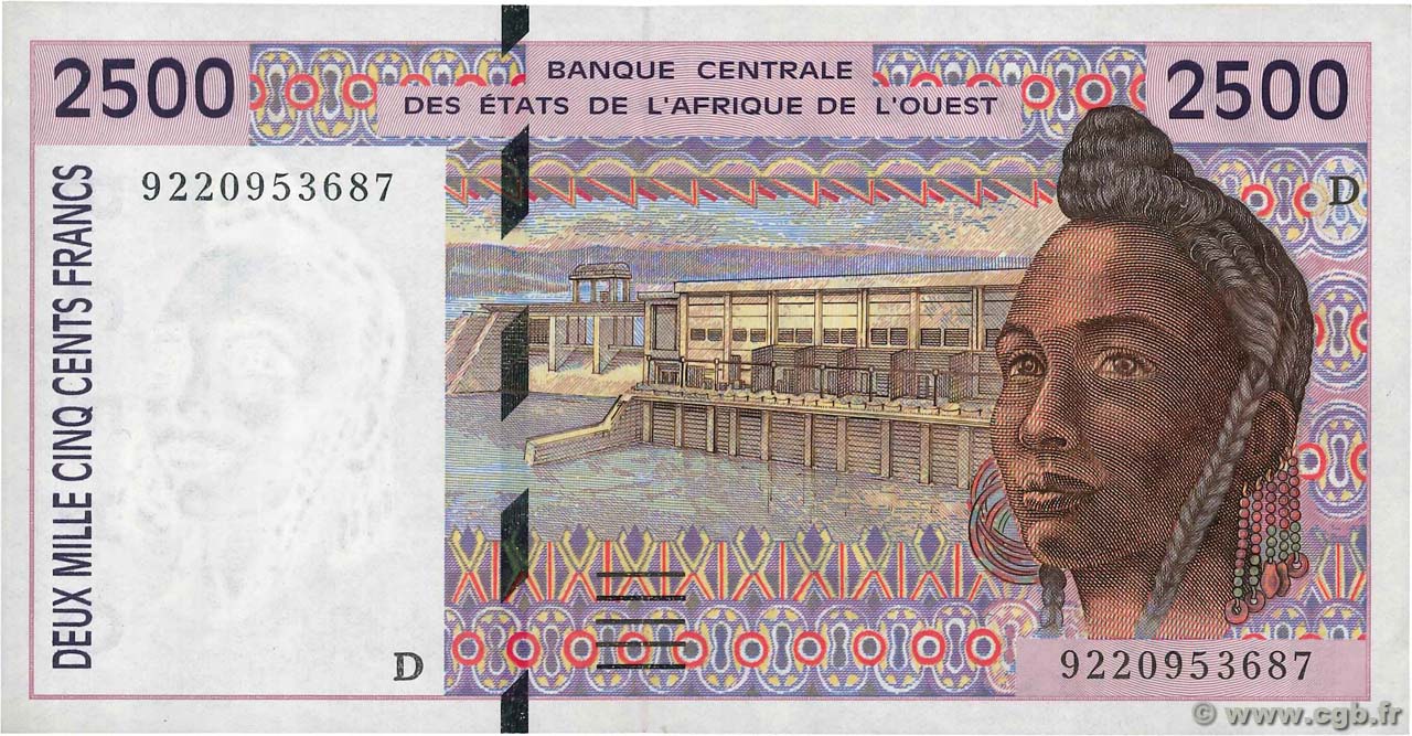2500 Francs ÉTATS DE L AFRIQUE DE L OUEST  1992 P.412Da pr.NEUF