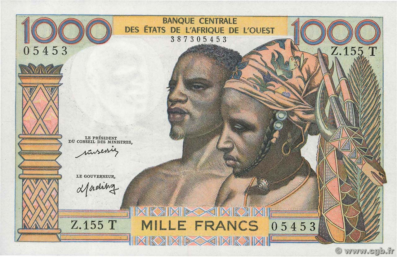 1000 Francs ÉTATS DE L AFRIQUE DE L OUEST  1977 P.803Tm pr.NEUF