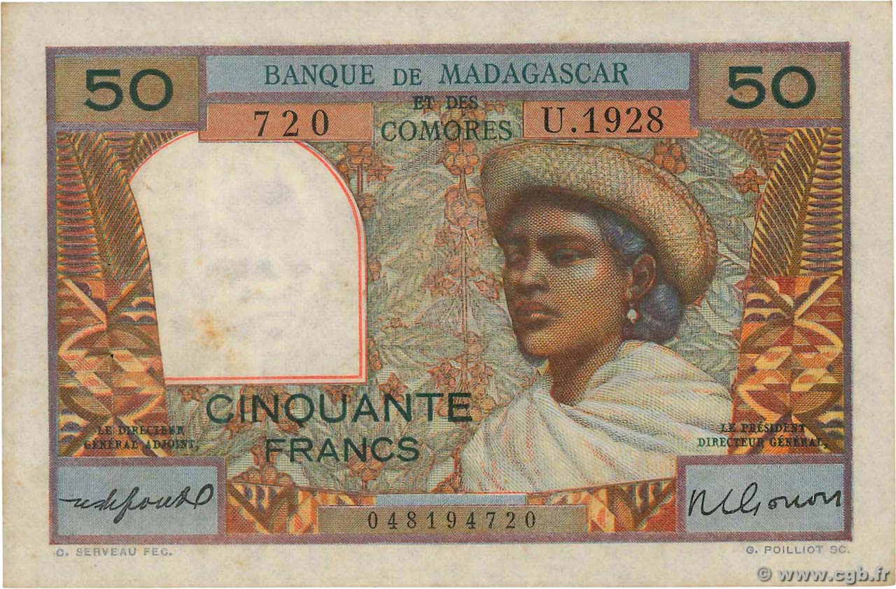 50 Francs MADAGASCAR  1950 P.045b TTB