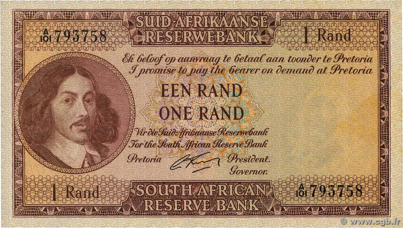 1 Rand AFRIQUE DU SUD  1962 P.103b pr.NEUF