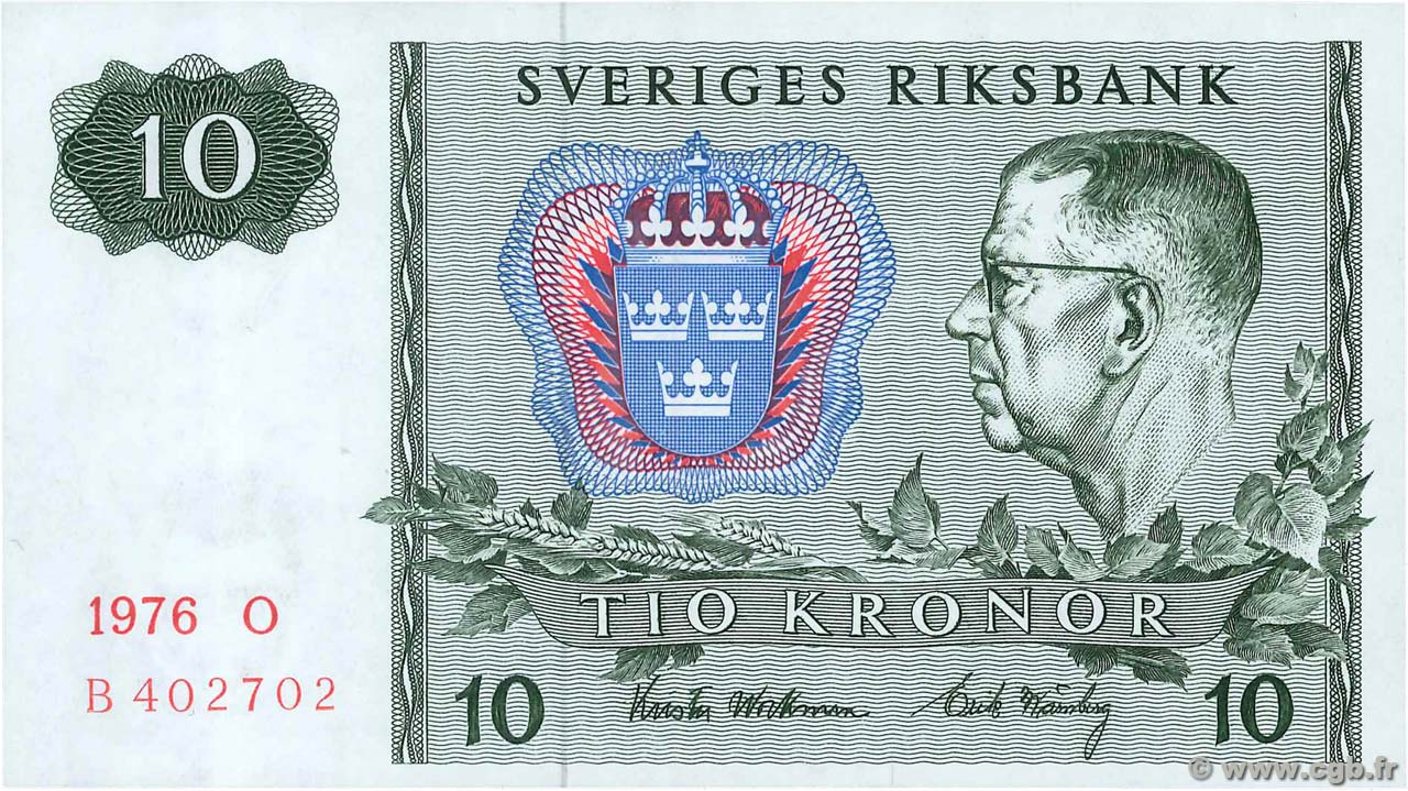 10 Kronor SUÈDE  1976 P.52d NEUF