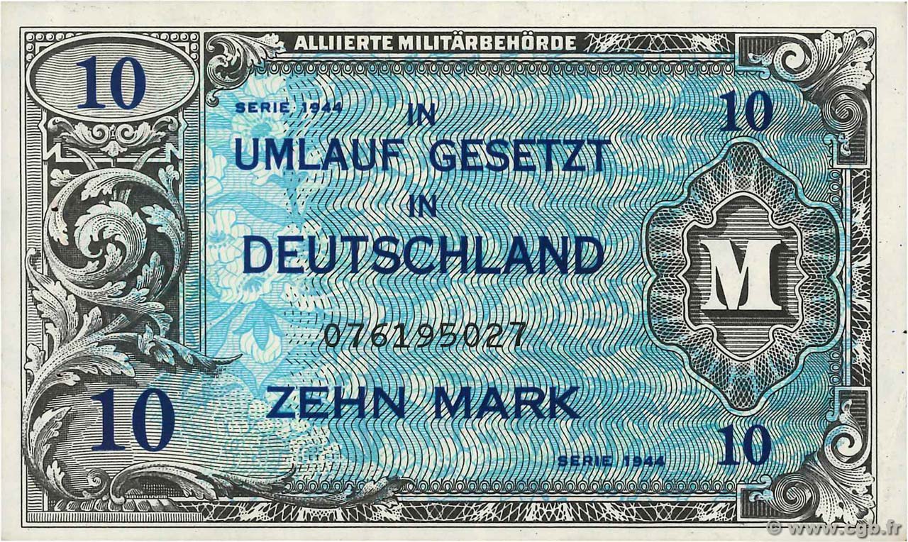 10 Mark GERMANY  1944 P.194a XF