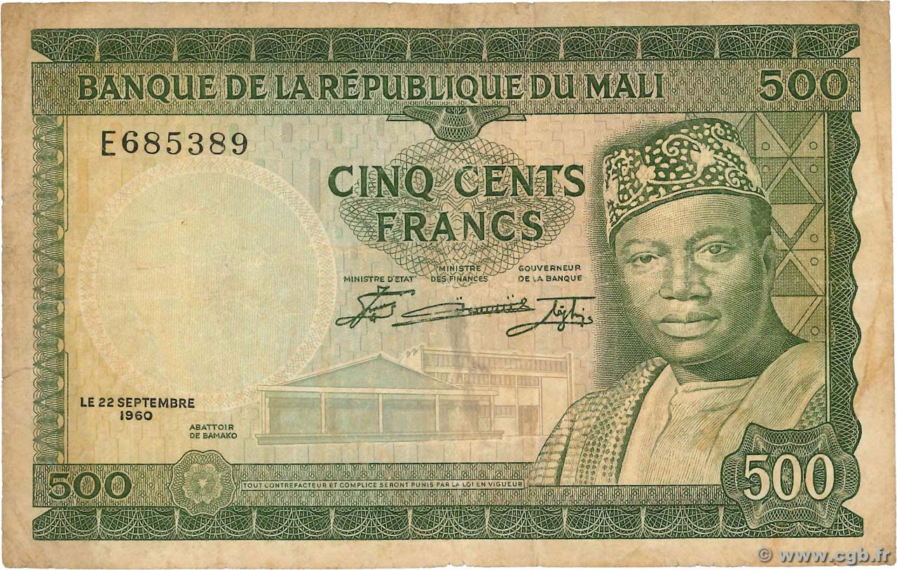 500 Francs MALI  1960 P.08 TB