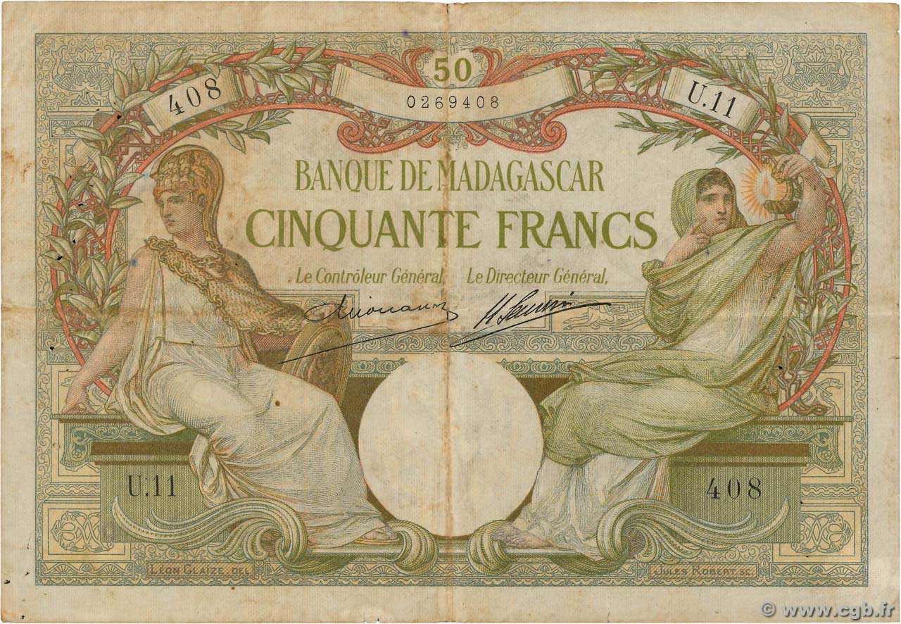 50 Francs MADAGASCAR  1948 P.038 pr.TTB