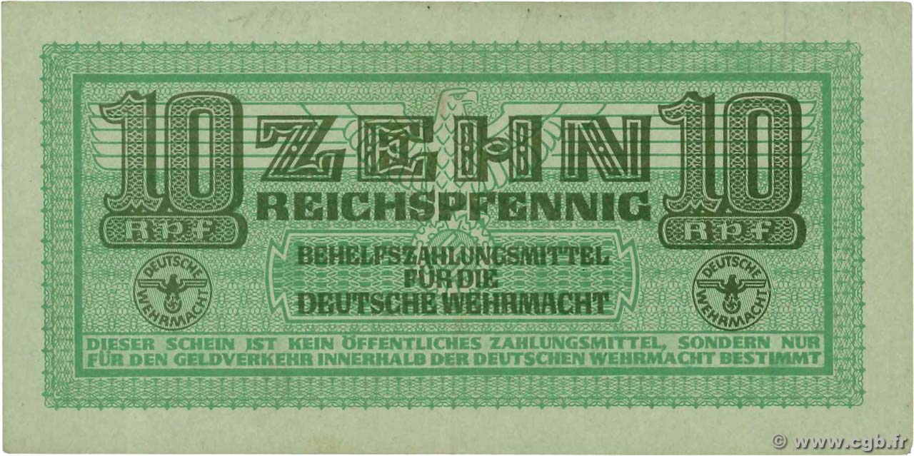 10 Reichspfennig GERMANY  1942 P.M34 AU
