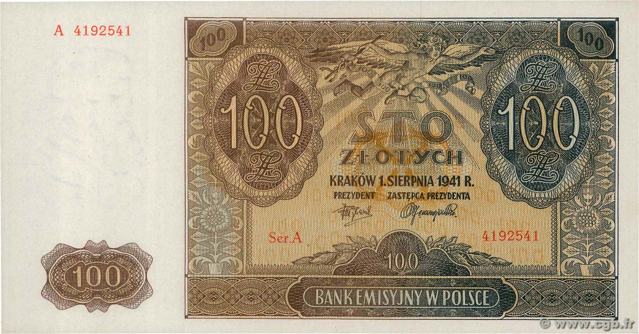 100 Zlotych POLOGNE  1941 P.103 NEUF