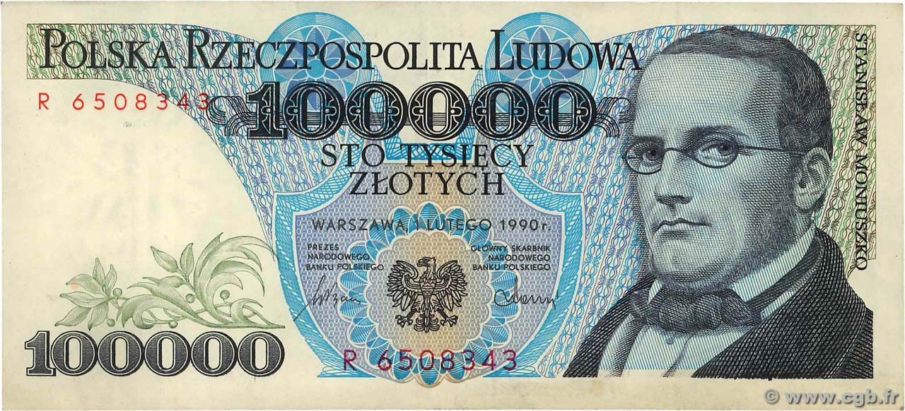 100000 Zlotych POLOGNE  1990 P.154a TTB