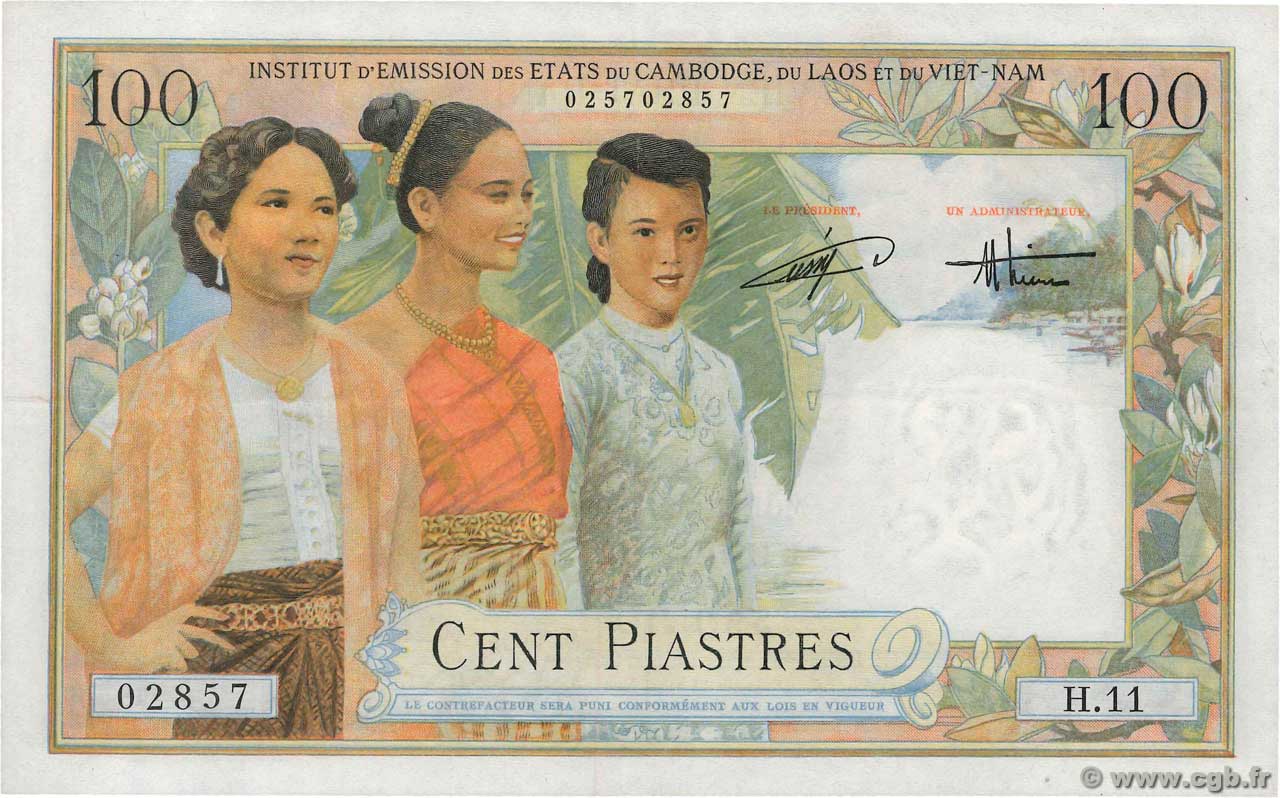 100 Piastres - 100 Dong INDOCHINE FRANÇAISE  1954 P.108 SUP