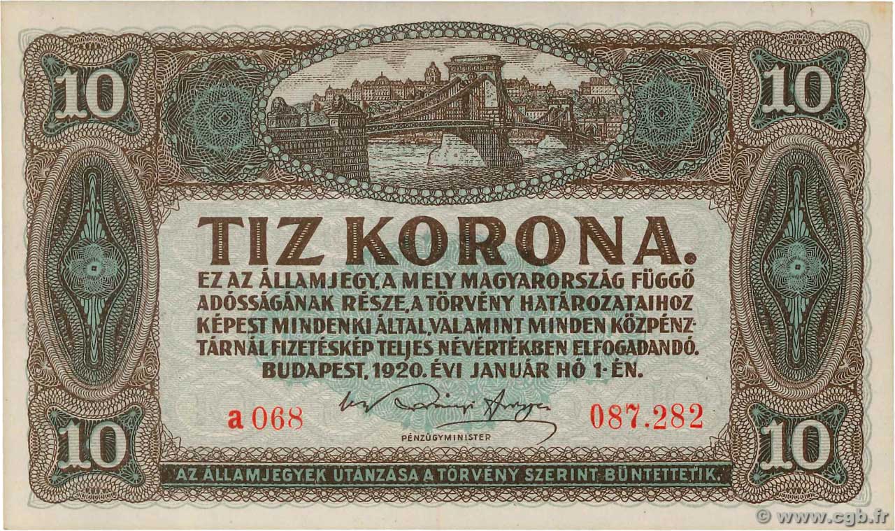 10 Korona HONGRIE  1920 P.060 pr.NEUF