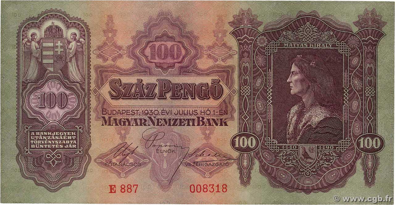 100 Pengö HONGRIE  1930 P.098 pr.NEUF
