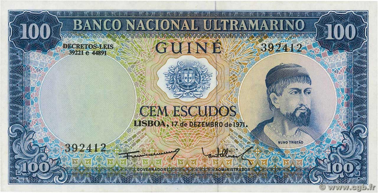 100 Escudos GUINÉE PORTUGAISE  1971 P.045a NEUF