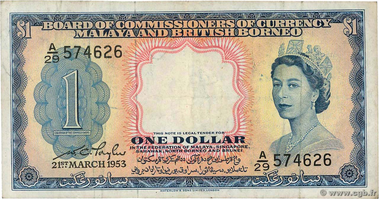 1 Dollar MALAYA und BRITISH BORNEO  1953 P.01a fSS