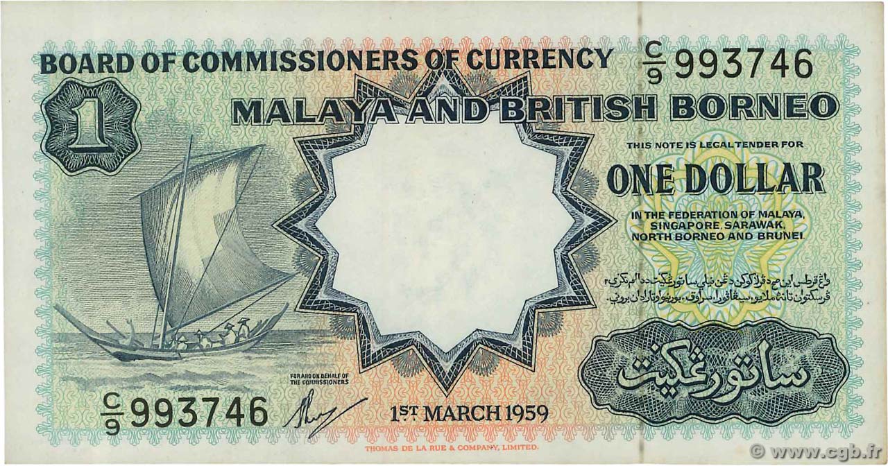 1 Dollar MALAISIE et BORNEO BRITANNIQUE  1959 P.08A SUP