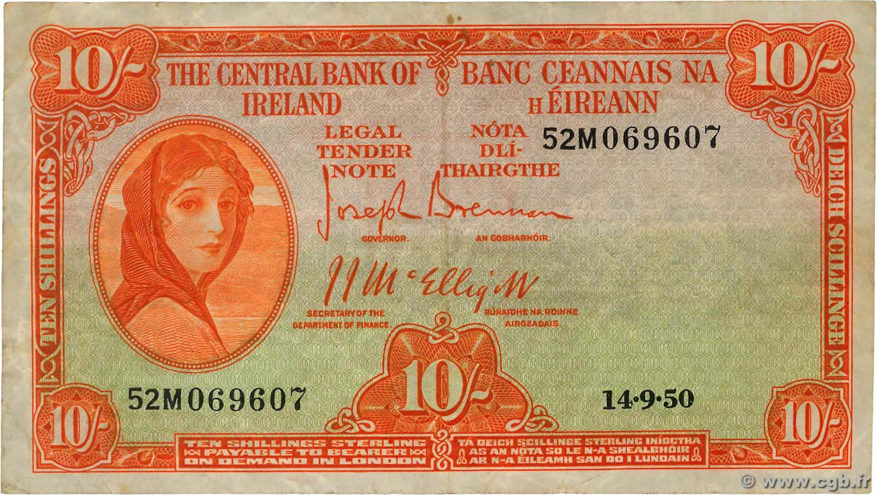 10 Shillings IRLANDA  1950 P.056b BC