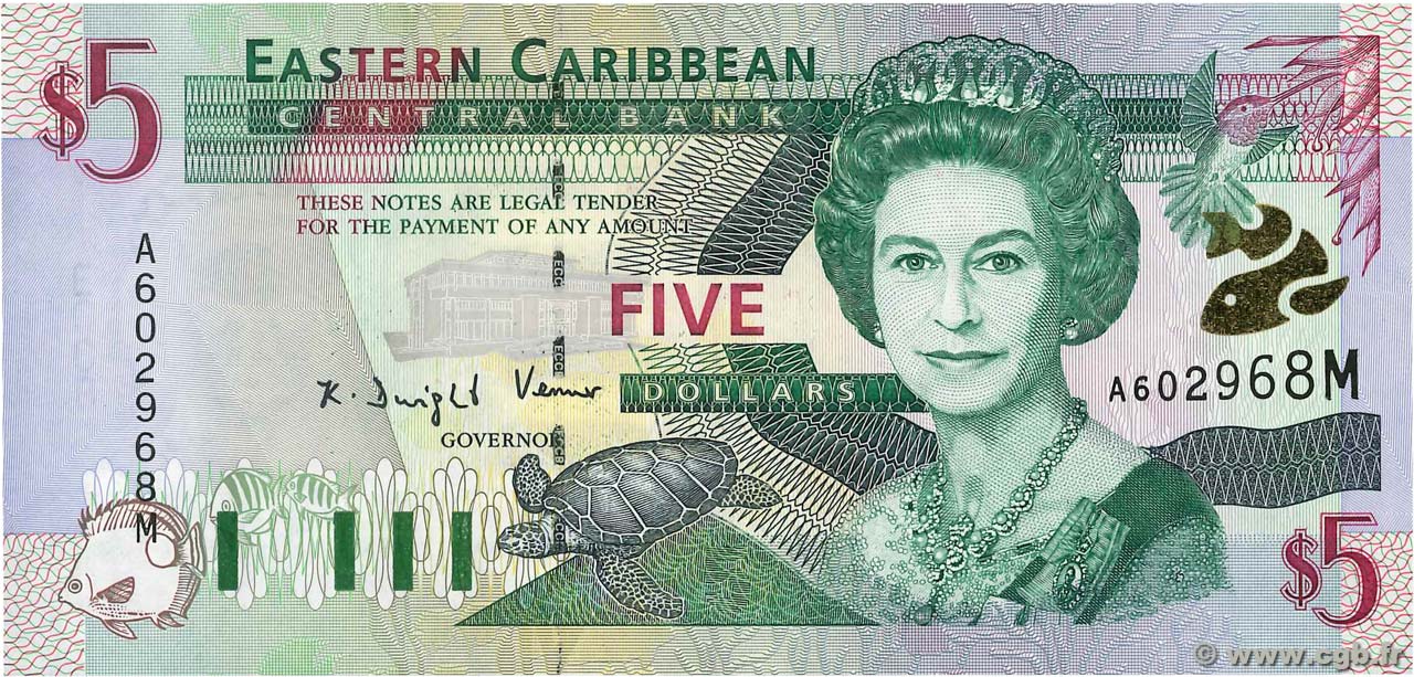5 Dollars CARIBBEAN   2000 P.37m UNC