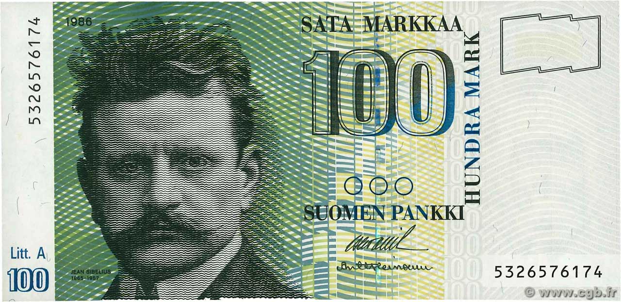 100 Markkaa FINLANDE  1991 P.119 NEUF
