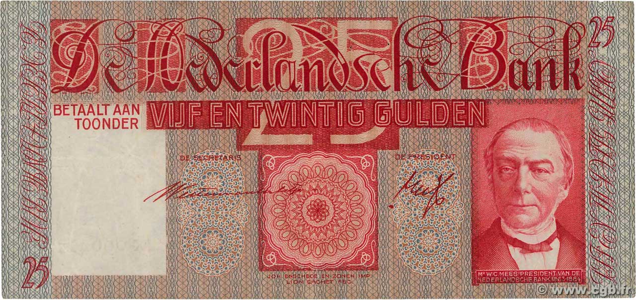 25 Gulden PAYS-BAS  1941 P.050 TTB