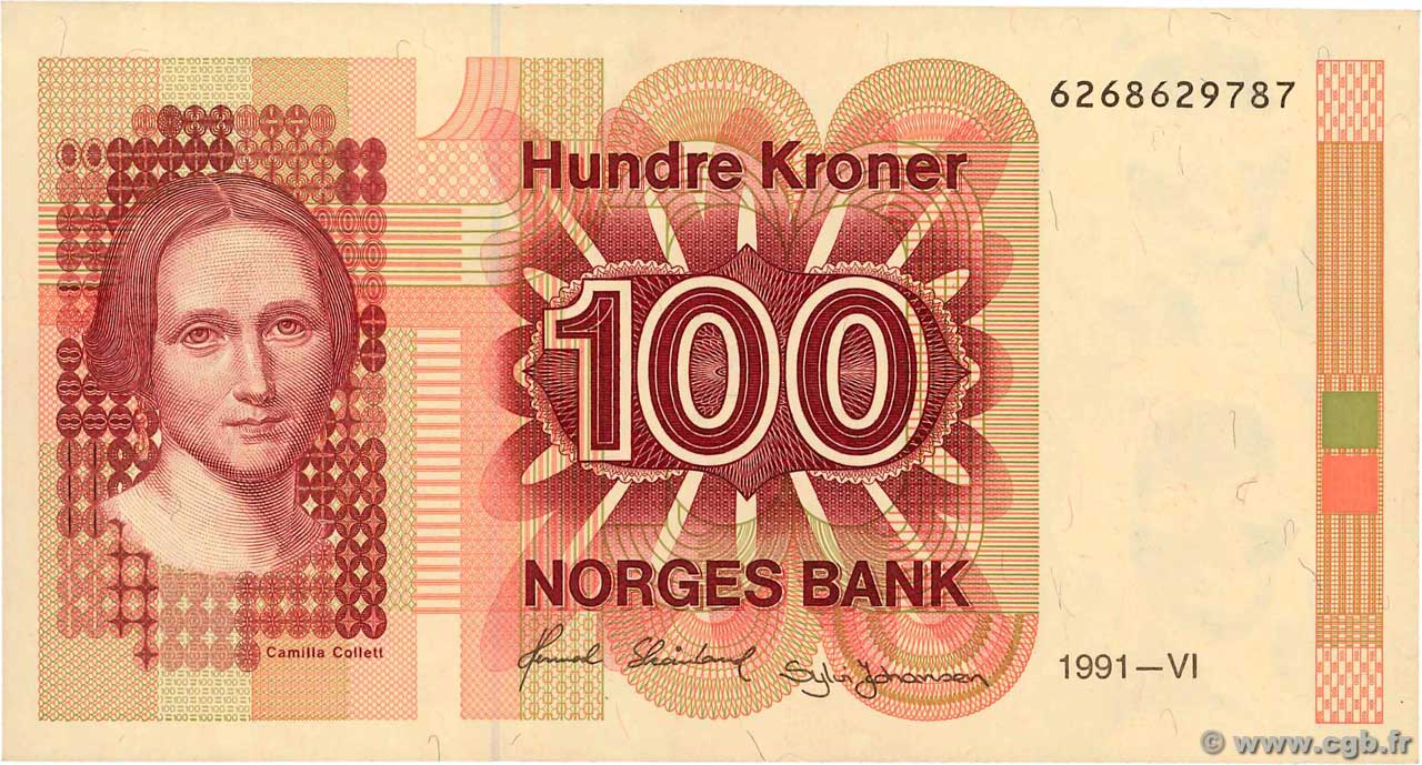 100 Kroner NORVÈGE  1991 P.43d SUP