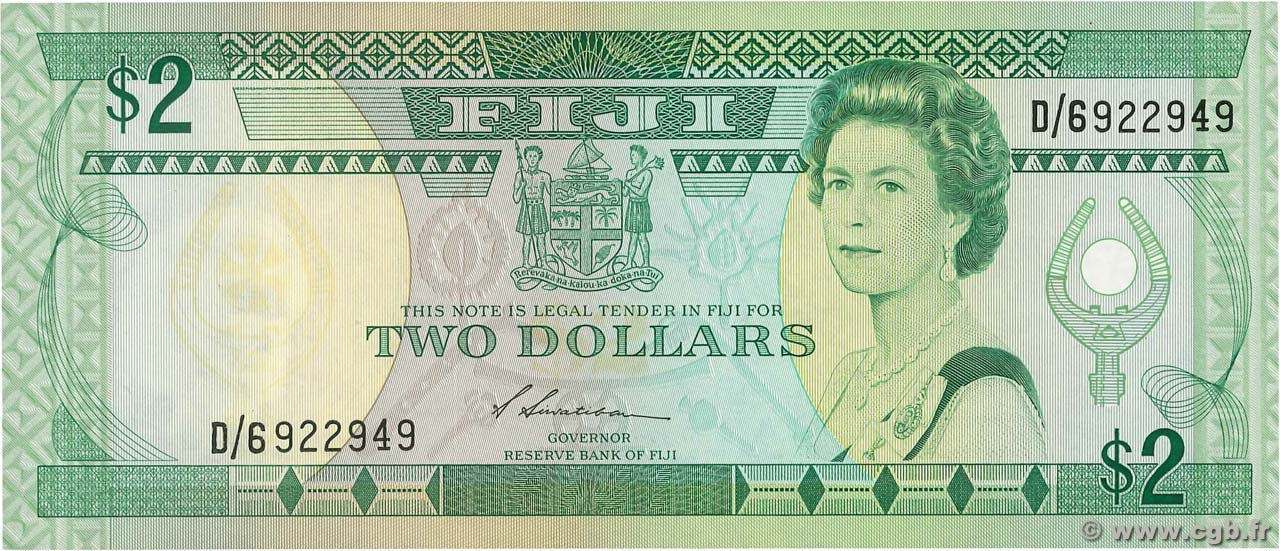 2 Dollars FIDJI  1987 P.087a SUP