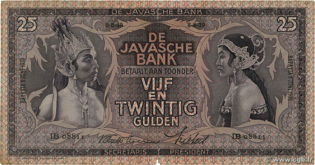 25 Gulden INDES NEERLANDAISES  1939 P.080b TTB