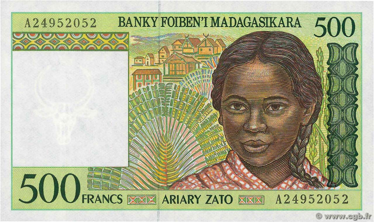 500 Francs - 100 Ariary MADAGASKAR  1994 P.075a  ST