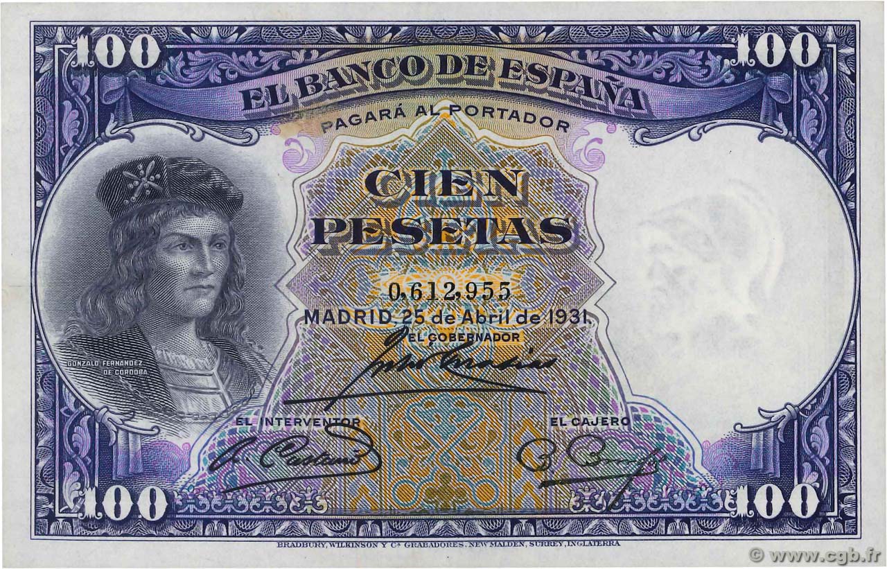 100 Pesetas ESPAGNE  1931 P.083 SPL