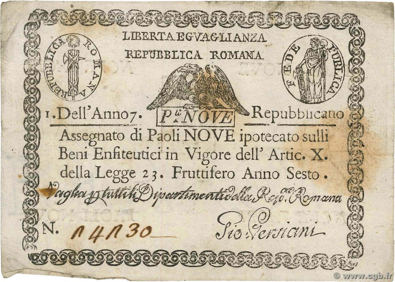 9 Paoli ITALIE  1798 PS.539 TTB