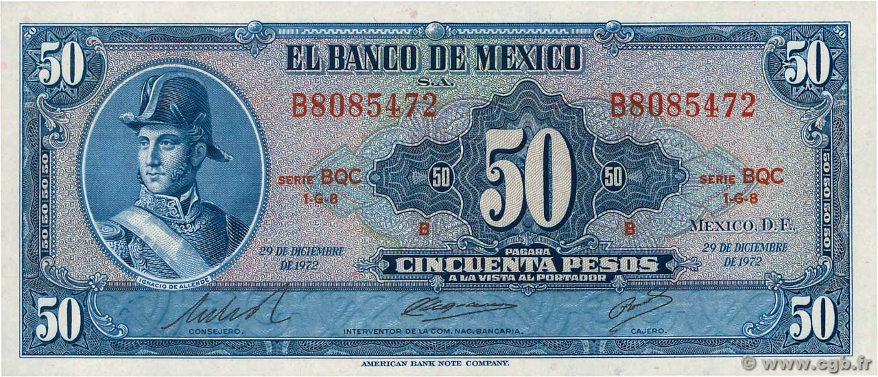 50 Pesos MEXIQUE  1972 P.049u NEUF