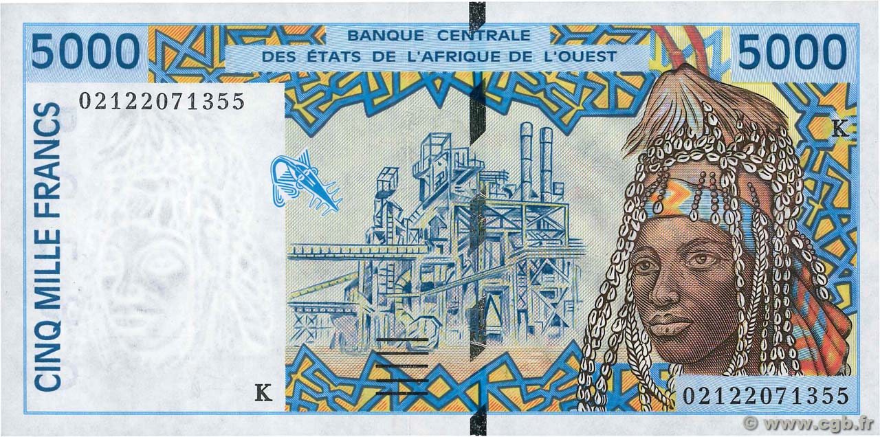 5000 Francs ÉTATS DE L AFRIQUE DE L OUEST  2002 P.713Kl NEUF