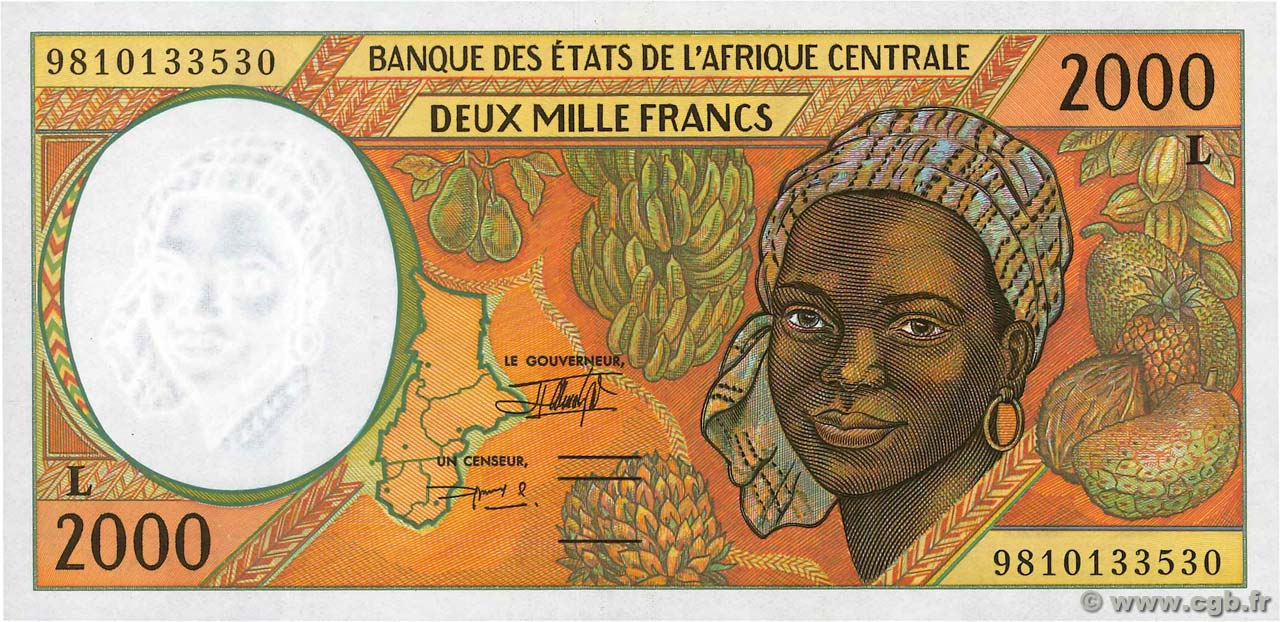 2000 Francs STATI DI L  AFRICA CENTRALE  1998 P.403Le FDC