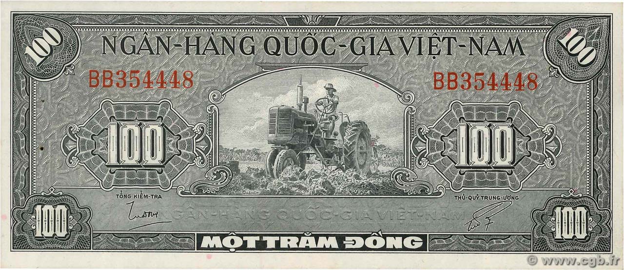 100 Dong SOUTH VIETNAM  1955 P.08a XF