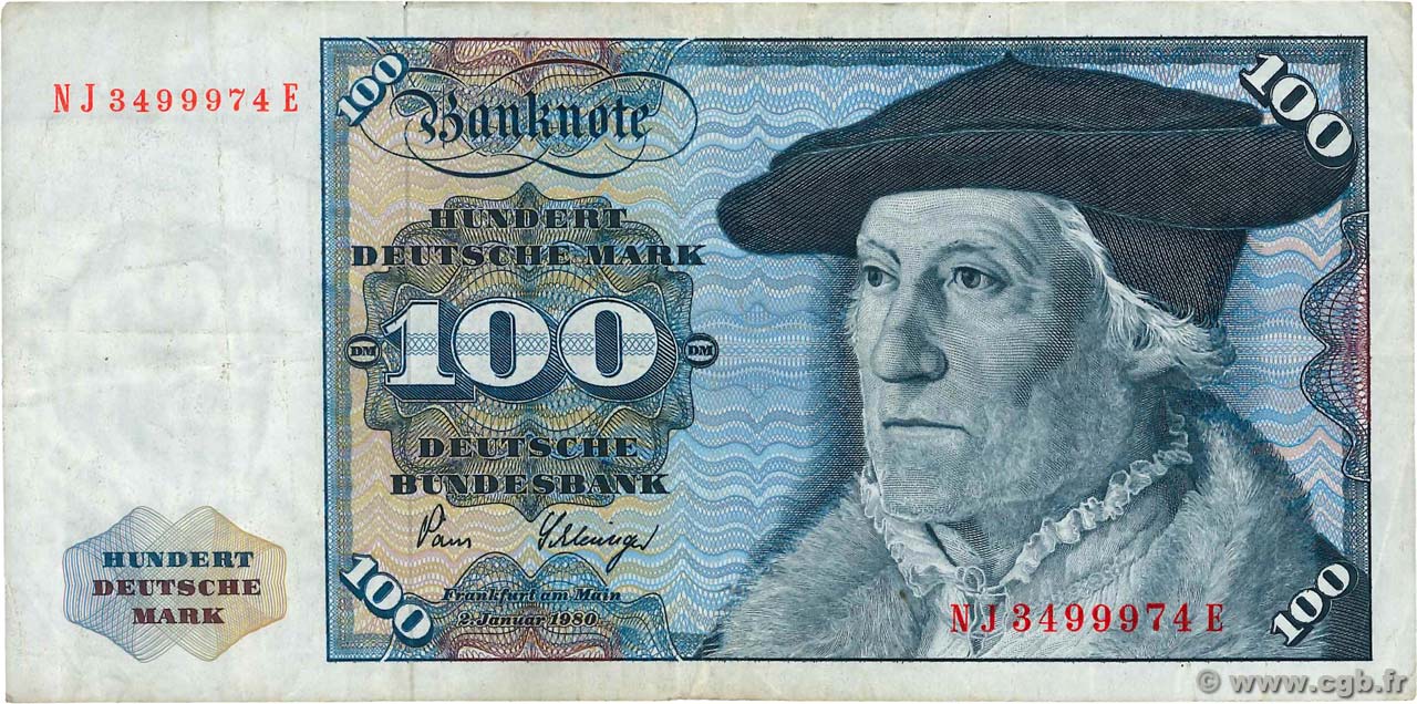 100 Deutsche Mark ALLEMAGNE FÉDÉRALE  1980 P.34d TB