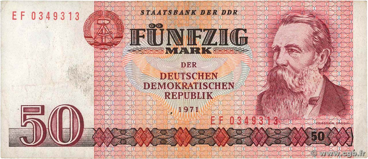 50 Mark GERMAN DEMOCRATIC REPUBLIC  1971 P.30b F