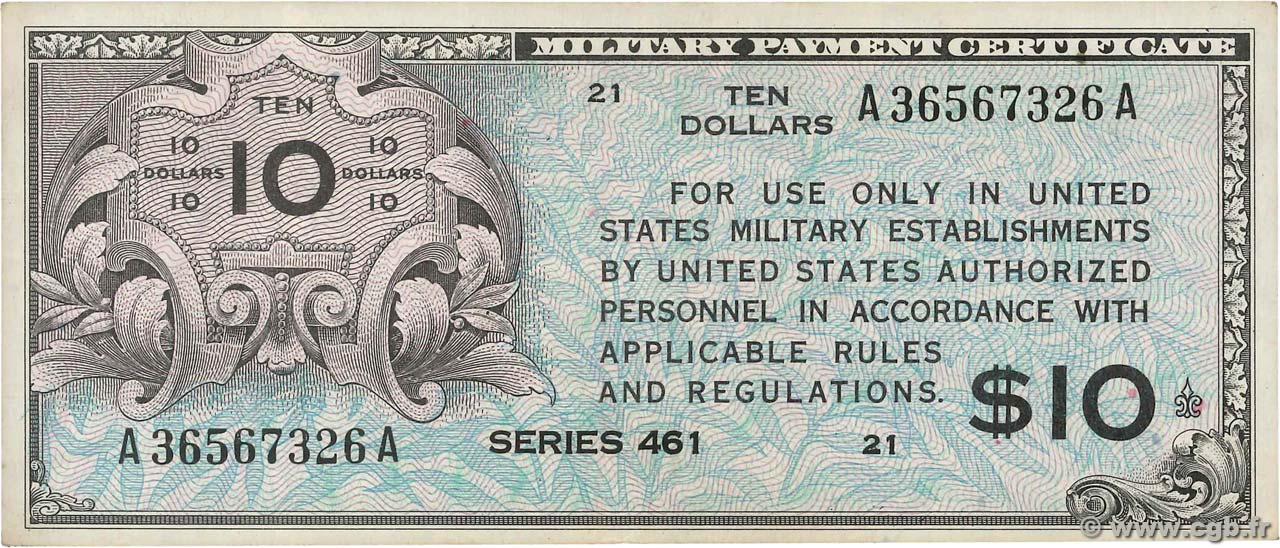 10 Dollars ÉTATS-UNIS D AMÉRIQUE  1946 P.M007 SUP