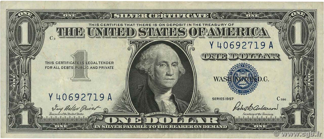 1 Dollar ÉTATS-UNIS D AMÉRIQUE  1957 P.419 TTB