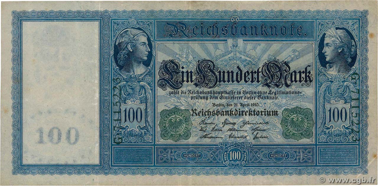 100 Mark ALEMANIA  1910 P.043 EBC