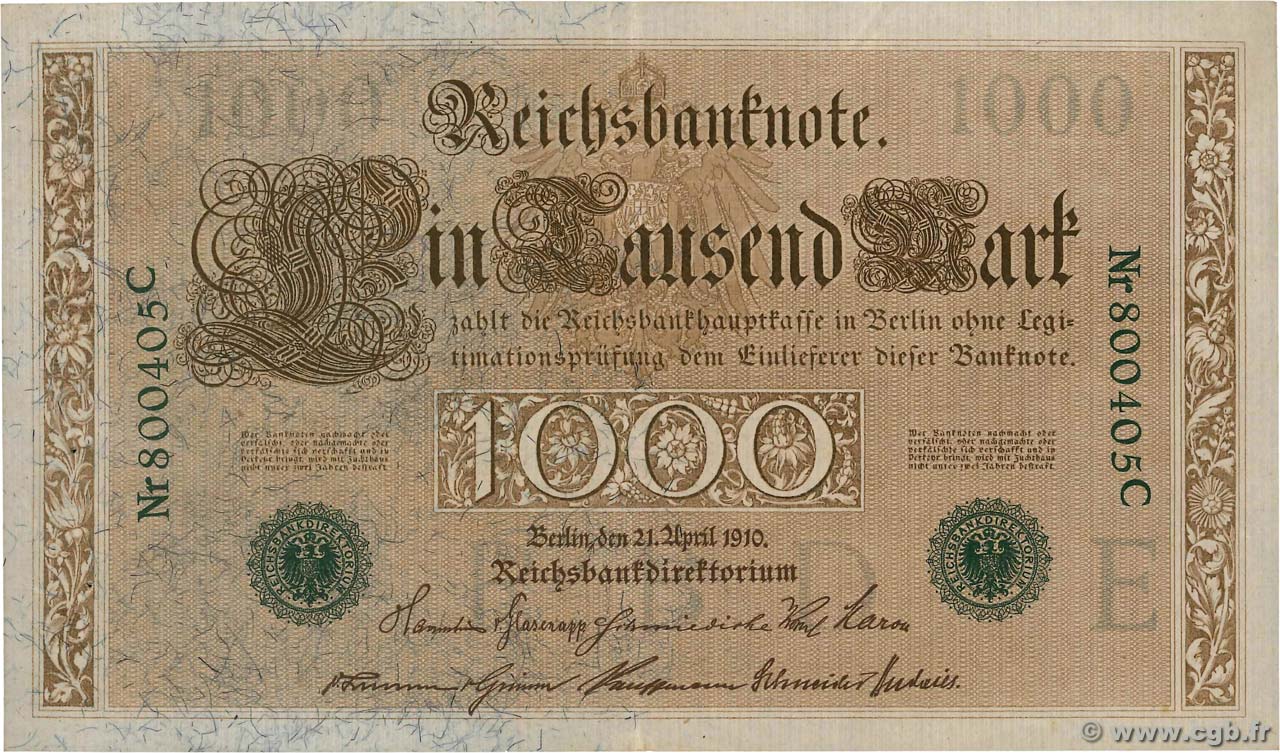 1000 Mark GERMANY  1910 P.045a XF