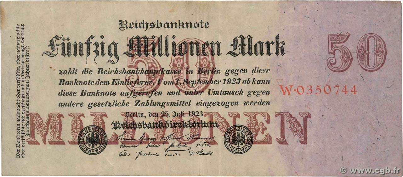 50 Millions Mark GERMANIA  1923 P.098a MB