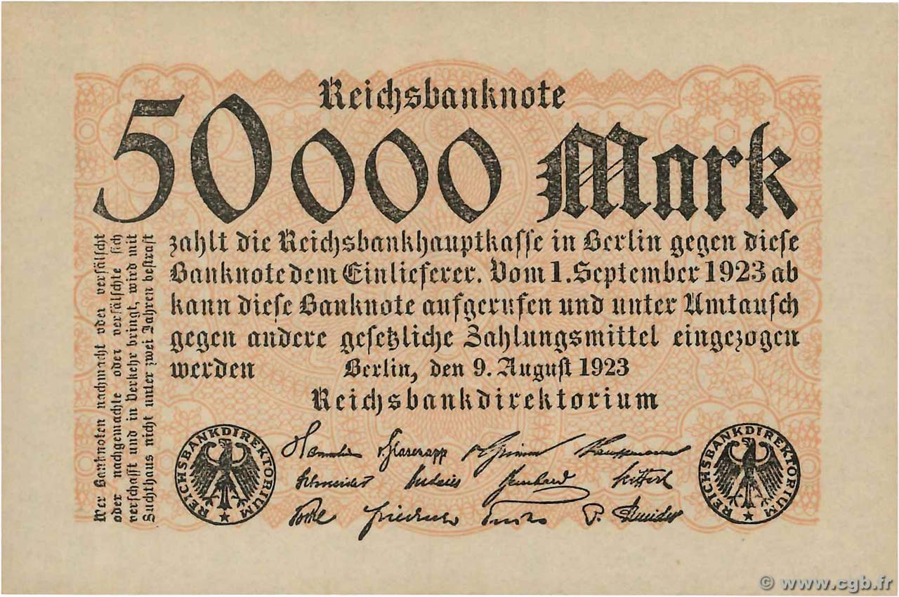 50000 Mark ALEMANIA  1923 P.099 FDC